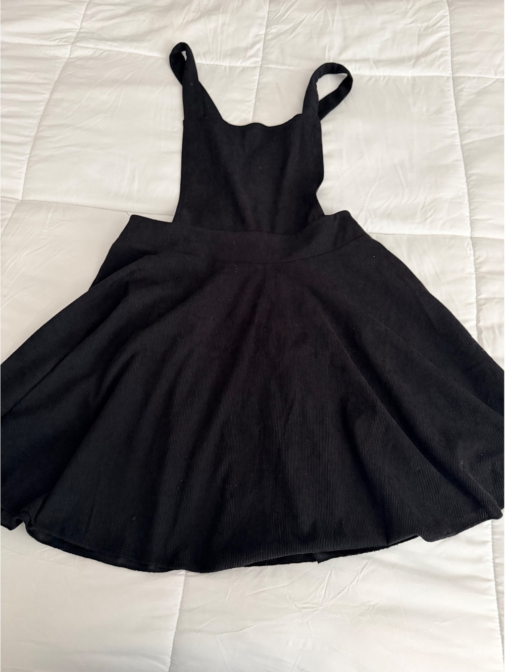 Black Polyester Pinafore Dress with Cross Back Straps, SizeM
